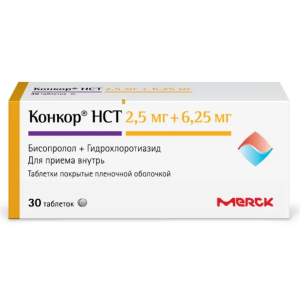 Конкор НСТ таблетки покрытые пленочной оболочкой 2.5мг+6.25мг №30 
