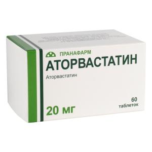 Аторвастатин таблетки покрытые плёночной оболочкой 20мг №60