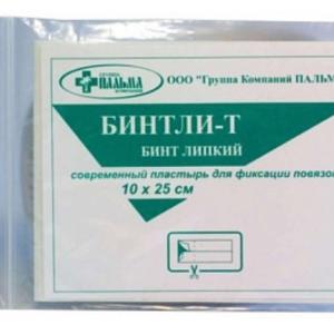 Бинтли-Т бинт липкий нетканый для фиксации повязок 10х25см