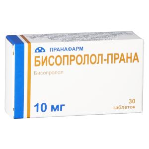 Бисопролол-Прана таблетки покрытые плёночной оболочкой 10мг №30