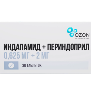 Индапамид+Периндоприл таблетки 0,625мг+2мг №30