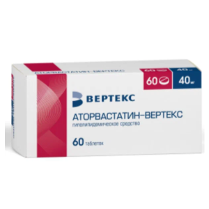 Аторвастатин-Вертекс таблетки покрытые плёночной оболочкой 40мг №60