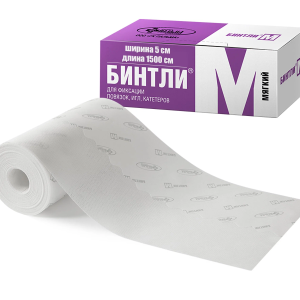 Бинтли-М бинт липкий нетканый для фиксации повязок мягкий 5х1500см