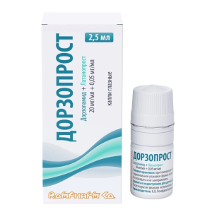 Дорзопрост капли глазные 20мг/мл+0,05мг/мл флакон 2,5мл