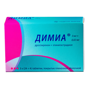 Димиа таблетки покрытые плёночной оболочкой 3мг+0,02мг №84