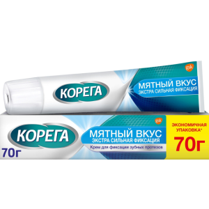 Корега Мятный вкус Экстра сильная фиксация крем для фиксации зубных протезов туба 70г