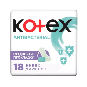Котекс Antibacterial ежедневные антибактериальные длинные прокладки №18