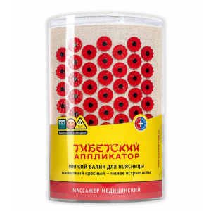 Тибетский аппликатор мягкий валик для поясницы массажер медицинский магнитный красный
