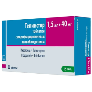 Телинстар таблетки с модифицированным высвобождением 1,5мг+40мг №30