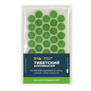 Тибетский аппликатор на мягкой подложке 12х22см магнитный зеленый