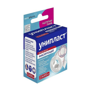 Унипласт лейкопластырь фиксирующий на основе шелка 2,5х500см №1