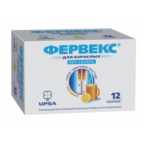 Фервекс порошок для приготовления раствора для приёма внутрь лимонный без сахара 500мг+25мг+200мг пакетики №12