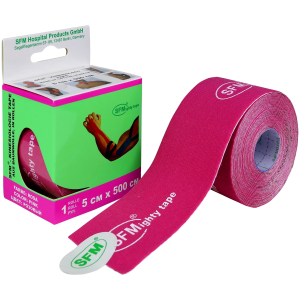 Лента кинезиологическая SFM-plaster на хлопковой основе розовая рулон 5х500см