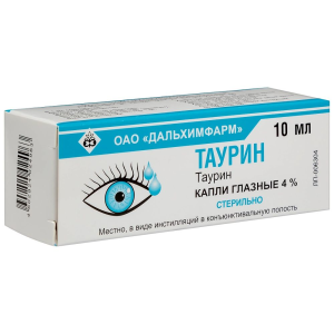 Таурин капли глазные 4% флакон-капельница 10мл