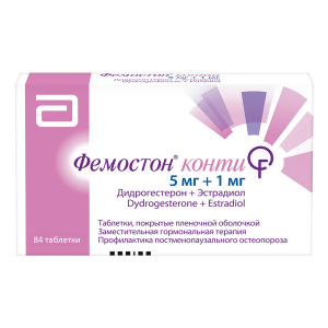 Фемостон конти таблетки покрытые пленочной оболочкой 5мг+1мг №84