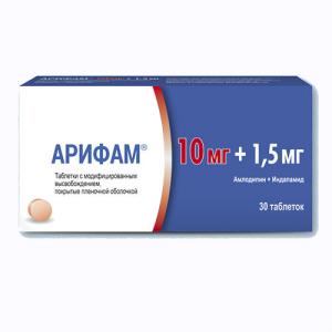 Арифам таблетки с модифицированным высвобождением покрытые плёночной оболочкой 10мг+1,5мг №30