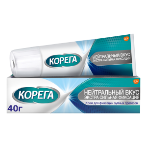 Корега нейтральный вкус Экстра сильная фиксация крем для фиксации зубных протезов туба 40г