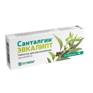 Санталгин Эвкалипт таблетки для рассасывания массой 600мг №20