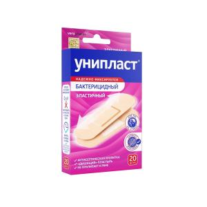 Унипласт Эластичный лейкопластырь бактерицидный 1,9х7,2см набор №20 