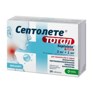Септолете тотал таблетки для рассасывания эвкалипт 3мг+1мг №16 