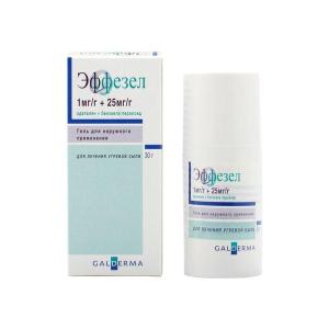 Эффезел гель для наружного применения 1мг/г+25мг/г флакон 30г 