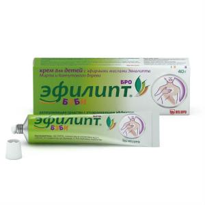 Эфилипт бро бэби крем для детей разогревающий с отхаркивающим эффектом туба 40г