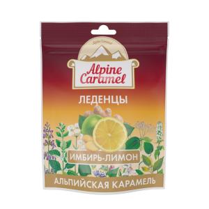 Alpine Caramel Альпийская Карамель леденцы Имбирь-Лимон пакет 75г