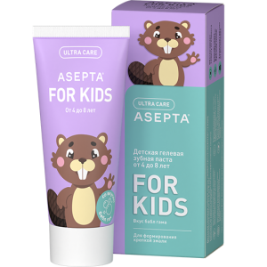 Асепта Kids Укрепление эмали Бабл гам детская гелевая зубная паста от 4 до 8 лет туба 50мл